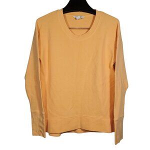 Athleta Coaster Luxe Waffle Sweatshirt Women's S Peach Orange Thumb-Holes Lounge